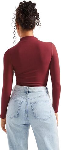 SUUKSESS Women Ribbed Modal Long Sleeve Casual Tops High Neck Going Out T Shirts in Saudi Arabia