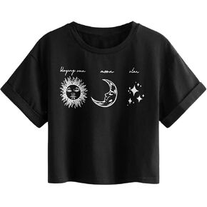 SOLY HUX Girl's Summer Letter Graphic Print Crop Tops Casual Short Sleeve T Shirt Tee