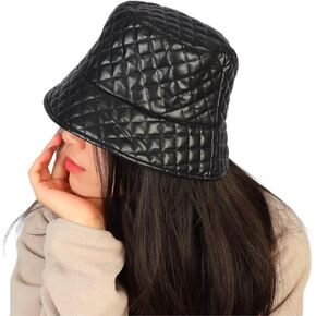 MILAKOO Warmly Quilted Bucket Hat for Women Men Rhombus-Grid Fisherman Cap Retro Plaid Puffer Hearwear