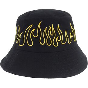 Mrotrida Fire Bucket Hats for Women Outdoor Fashion Fire Patterned Fisherman Hat Blaze Print Hats