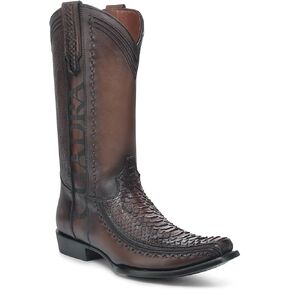 CUADRA Men's Western Boot in Python and Bovine Leather Black 1J3GPH