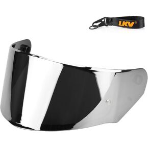 LKV Motorcycle Helmet Visor Replacement LS2 Assault Rapid Stream Outer FF320 FF328 FF353 F800 full face Shield Anti Scratch Tinted UV Protection Chrome Silver