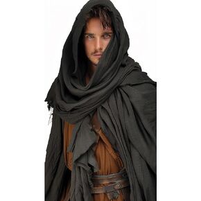 BAKUGOU Renaissance Shawl Men Black Medieval Scarf Hood Red Renaissance Shawl Cloak Men Post Apocalyptic Costume Head Scarf