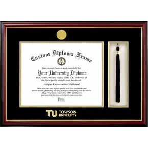Campus Images MD999PMHGT Towson University Tassel Box and Diploma Frame, 8" x 10", 11" x 14"