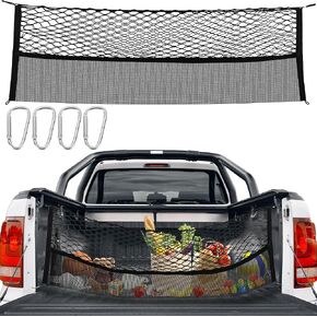 BALAPET Truck Bed Cargo Net Upgraded Truck Bed Grocery Holder Cargo Storage Elastic Mesh Net Organizer with 4 Hooks Pickup Truck Bed Divider Compatible for Trucks, Cars Groceries Organizer