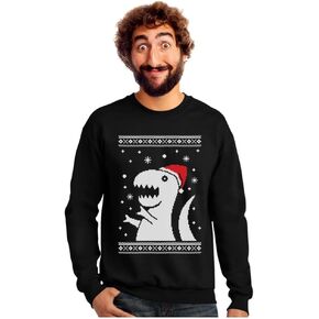 Big Trex Santa Ugly Christmas Sweatshirt for Men Tacky Sweater Style Funny Dinosaur Xmas Holiday Mens Sweatshirts