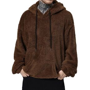 SOLY HUX Men's Fall Winter Fuzzy Bear Ear Hoodies Hooded Fleece Pullover Sweatshirt with Pocket