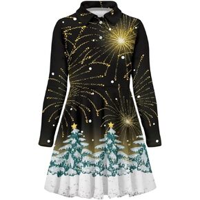 Dress for Girls 3-16Y Long Sleeve Dresses Midi Dress School Uniform