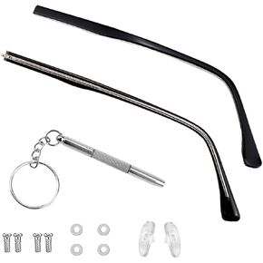 1 Pair Glasses Legs Replacement Metal Eyeglasses Arms Legs, Screws, Screw Washers and 3-in-1 Screwdriver for Glasses Eyeglasses Sunglasses(Blue)