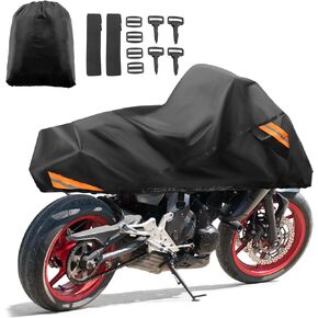 uxcell Motorcycle Cover Rain Dust Half Cover Protector for Harley Davidson Cruiser Sportster Fatboy Softail Dyna Super Glide Fits 104" Black 300D