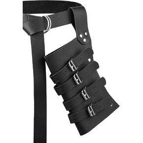 HAQUIL Medieval, Viking Faux Leather Sword Frog, Renaissance Sword Holster, Black Sword Holder for LARP Cosplay & Costumes (No Belt)
