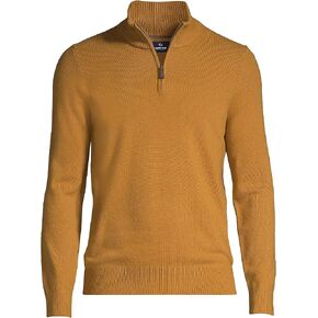 Lands' End Mens Fine Gauge Cashmere Quarter Zip Golden Brown Regular XX-Large