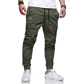 WZIKAI Mens Casual Joggers Pants Cotton Drawstring Chino Cargo Pants for Men Workout Sweatpants Casual Long Trousers