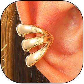 Chunky Gold C Ear Cuff Earrings Minimalistic Multilayer Circle Non Piercing Clip On Earrings Dainty Birthday Jewelry Accessory Presents for Women Wife