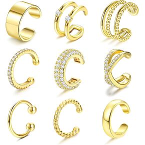 Ear Cuffs Non Piercing Earrings for Women Trendy Lightweight Gold Silver Clip On Fake Earrings Non Pierced Cartilage Ear Cuff Jewelry Set