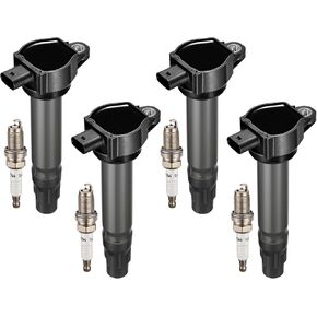 Set of 4 UF557 Ignition Coil Pack and BY481ZFR5F Spark Plug Compatible with Dodge Journey Caliber Avenger Jeep Compass Patriot Chrysler 200 Sebring 1.8 2.0 2.4 L4 4606824AB 5C1644 C1587 GN10346
