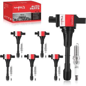 Set of 6 Ignition Coil Pack UF550 and Spark Plugs Compatible with Infiniti EX35 FX35 G25 G35 M35 Q50 Q70 QX60 Nissan 350Z Altima Maxima Murano Pathfinder Quest V6 3.5L # C1670 22448-JA10C