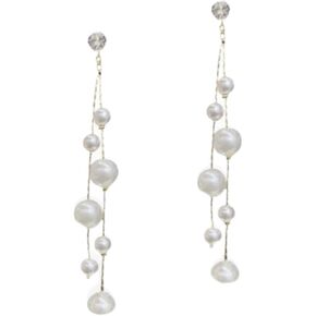 Modern Pearl Earring | Fashion Dangle Jewerly | Quality Freshwater Cultured Pearl | Drop Earring | Tiny Chain Vintage Jewelry for Women | Wedding Birthday Prom Anniversary Earrings