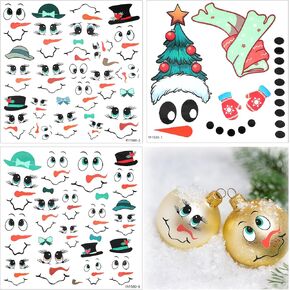193Pcs Snowman Face Stickers for Crafts Cute Vinyl Snowman Face Decals Christmas Window Sticker Winter Wall Decals for Christmas Glass Water Bottles Cup Window Wall Ornaments Party Decorations