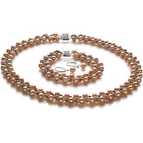 Weave Pink 6-7mm A Quality Freshwater Cultured Pearl Set for Women