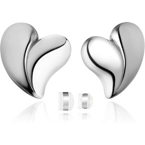 18K Gold Plated Heart Earrings And Necklace Set for Women - Stainless Steel Hypoallergenic Dangle Drop Accessories - Pendant Love Jewelry Gifts for Her
