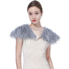 LA CARRIE Viking Queen Faux Fur Collar Shawl Shoulder Wrap Medieval Warm Cape for Women LARP Halloween Costume Accessory