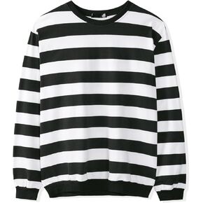 Lars Amadeus Men's Striped Sweatshirt Regular Fit Round Neck Long Sleeves Printed Pullover Sweatshirts