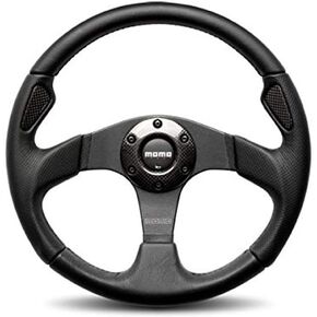 MOMO JET35BK0B Jet Black 350 mm Leather Steering Wheel