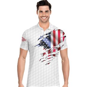 HIVICHI Golf Shirts for Men Funny Hawaiian Print Crazy Mens Polo Shirt