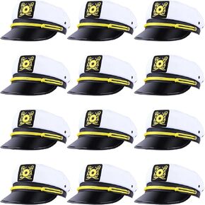 Olgaa 12 Pack Captain Hats Men Women Adjustable Sailor Hats for Boat Costume Cosplay Party Family Cruise Accessory (Style1)