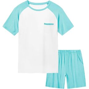 Haloumoning Boys Active Short Sets Short Sleeve Raglan T Shirt Tops and Shorts Kids 2 Piece Summer Outfits 4-14 Years