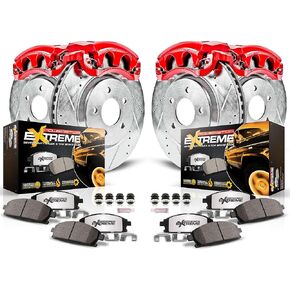 Power Stop KC2015-36 Front & Rear Z36 Truck and Tow Brake Pads and Drilled and Slotted Rotors Kit with Calipers For Cadillac Escalade Chevy Silverado 1500 Suburban 1500 Tahoe Sierra 1500 Yukon XL1500