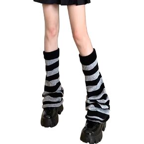 Leg Warmers,Y2K Kawaii Leg Warmers,Women's Leg Warmers,Harajuku Leg Warmers for Girls Women,Striped Knit Socks Over Knee Wide Leg Warm Leg Warmers,Cute Leg Warmers Goth Lolita Accessories