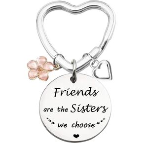 Friendship Key Ring Gifts for Girls -Friends are Sisters we choose Friendship Keychain Gift Best Friend Gift for Girls Birthday Gifts for Best Friend Female BFF Gift Teenager Gift, Heart Keyring