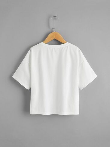 SOLY HUX Girl's Summer Letter Graphic Print Crop Tops Casual Short Sleeve T Shirt Tee in Saudi Arabia