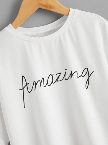 SOLY HUX Girl's Summer Letter Graphic Print Crop Tops Casual Short Sleeve T Shirt Tee in Saudi Arabia