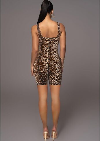 Leopard Cheetah Print One Piece Shorts Jumpsuits for Women Elegant Bodycon Rompers Sexy Club Workout Yoga Short Bodysuit in Kuwait