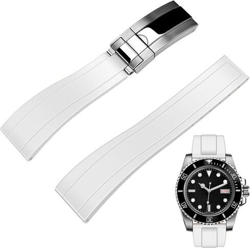 Juntan FKM Rubber Watch Strap for Men Women, 20mm 22mm Watch Band Fluororubber Rubber with Classic Diving Deployment Clasp in Kuwait