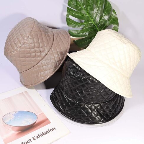 MILAKOO Warmly Quilted Bucket Hat for Women Men Rhombus-Grid Fisherman Cap Retro Plaid Puffer Hearwear in Kuwait