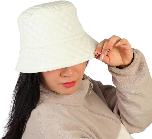 MILAKOO Warmly Quilted Bucket Hat for Women Men Rhombus-Grid Fisherman Cap Retro Plaid Puffer Hearwear in Kuwait