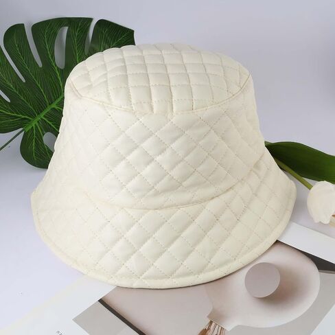 MILAKOO Warmly Quilted Bucket Hat for Women Men Rhombus-Grid Fisherman Cap Retro Plaid Puffer Hearwear in Kuwait
