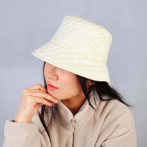 MILAKOO Warmly Quilted Bucket Hat for Women Men Rhombus-Grid Fisherman Cap Retro Plaid Puffer Hearwear in Kuwait