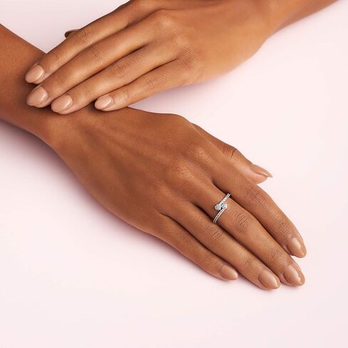 Pandora Two Sparkling Hearts Ring - The Ultimate Symbol of Love - Sterling Silver Ring for Women - Gift for Her - Sterling Silver with Clear Cubic Zirconia - Size 7.5 in Saudi Arabia