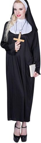 Women's Sexy Nun Cosplay Lingerie Anime Roleplay Costume High Slit Fancy Dress Outfit Halloween Nightwear with Veil in Saudi Arabia