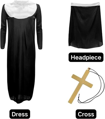 Women's Sexy Nun Cosplay Lingerie Anime Roleplay Costume High Slit Fancy Dress Outfit Halloween Nightwear with Veil in Saudi Arabia
