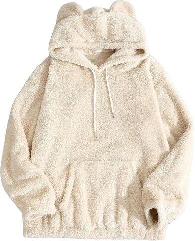 SOLY HUX Men's Fall Winter Fuzzy Bear Ear Hoodies Hooded Fleece Pullover Sweatshirt with Pocket in Saudi Arabia