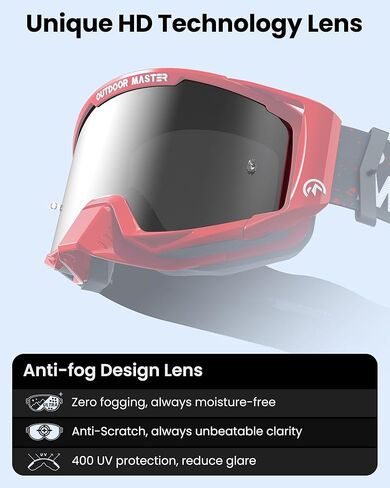 OutdoorMaster Mustang Dirt Bike Goggles, OTG Motorcycle Goggles, Motocross Goggles ATV Goggles for Men, Women, Adult, Youth in Kuwait