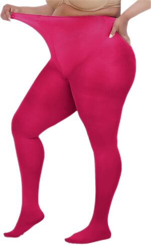 LISSELE Opaque Plus Size Tights for Women - Microfiber, Run Resistant Toe Plus Size Stockings - Footed Tights Pack, 1X-8X in Saudi Arabia