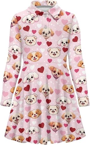 Dress for Girls 3-16Y Long Sleeve Dresses Midi Dress School Uniform in Saudi Arabia