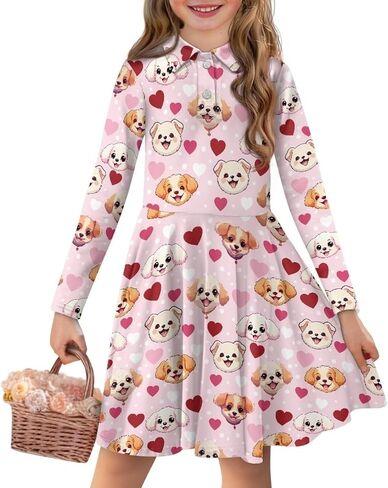 Dress for Girls 3-16Y Long Sleeve Dresses Midi Dress School Uniform in Saudi Arabia